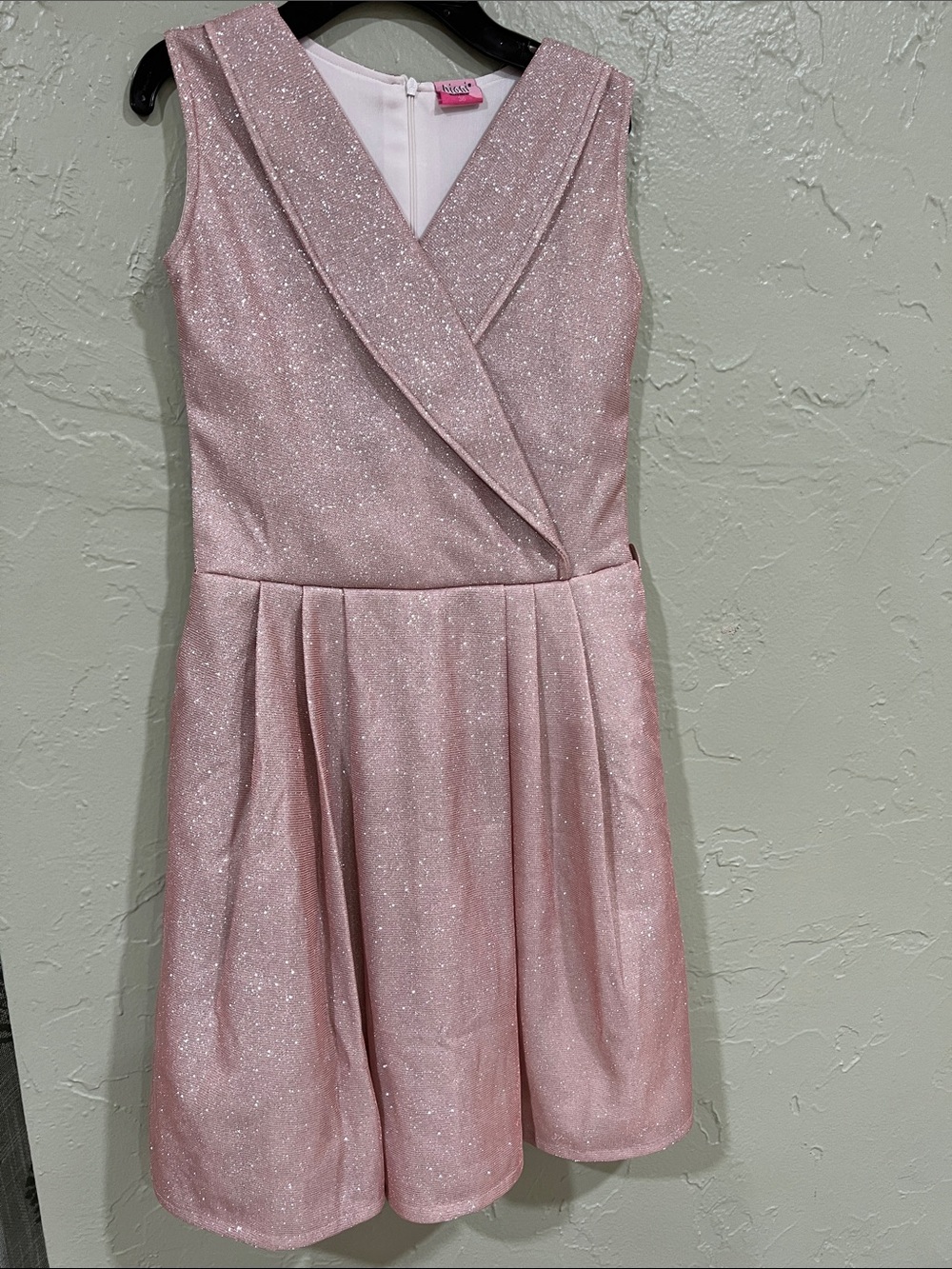 Pink Glitter Wrap-Front Party Dress